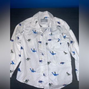 Dinosaur Christmas print button down shirt size 3t.